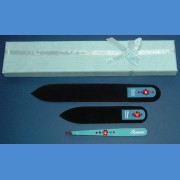 BOHEMIA dárková sada skleněných pilníků Swarovski 2SW +pinzeta modrý motiv Pinzety a sady